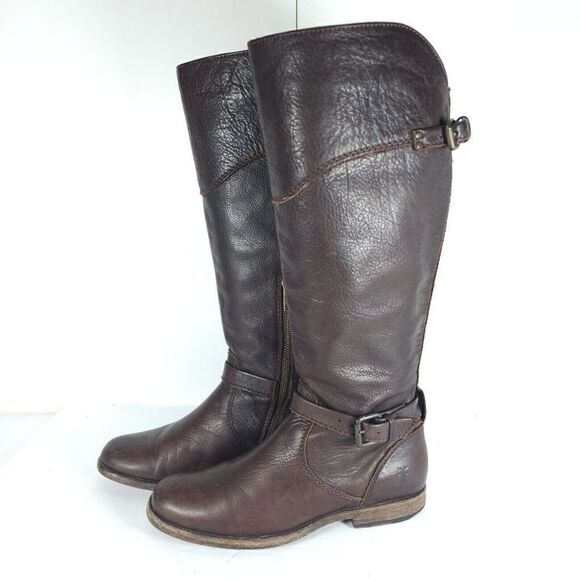 Frye Women's Phillip US 7,5B Brown Leather Buckle knee High Riding Boots - Picture 1 of 14